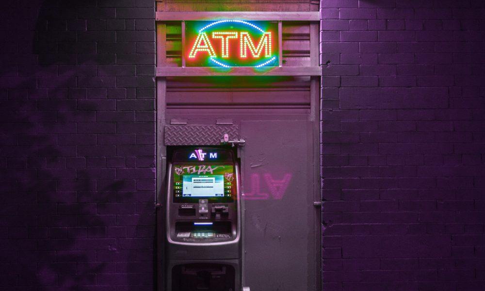 A brightly coloured ATM Machine
