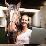 Equestrian Blogger With Horse & Laptop